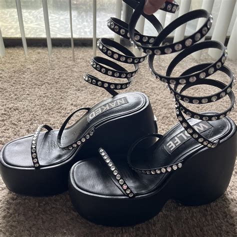 Naked Wolfe Platform Rhinestone Heels Rhinestone Depop