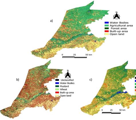 Land use map of a) Agricultural area b) Rabi crops c) Kharif crops | Download Scientific Diagram