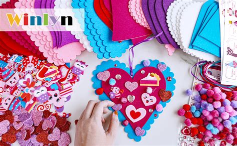 Winlyn Sets Valentine S Day Heart Ornaments Decorations Diy Felt