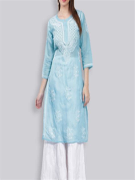 Buy Seva Chikan Ethnic Motifs Embroidered Chikankari Straight Kurta