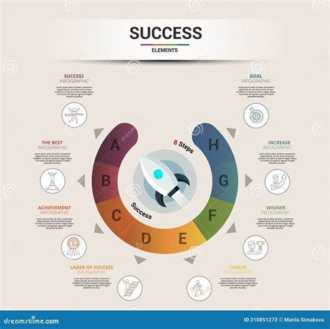 Infographic Success Template Icons In Different Colors Include