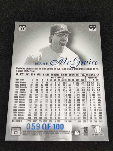 1997 FLEER FLAIR SHOWCASE Legacy COLLECTION ROW2 059OF100 MARK McGwire