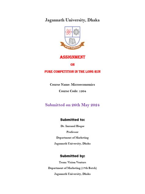 Assignment On Pure Competition In The Long Run Download Free Pdf