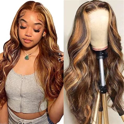 Amazon Honey Blonde Lace Front Wig Human Hair 4 27 Highlight Ombre 13x6 Transparent Lace