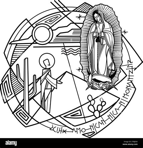 hand drawn vector illustration  drawing  virgin mary  guadalupe