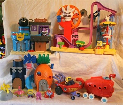 Imaginext Spongebob Playset Bikini Bottom Glove World Jail Car Bus Figures Lot