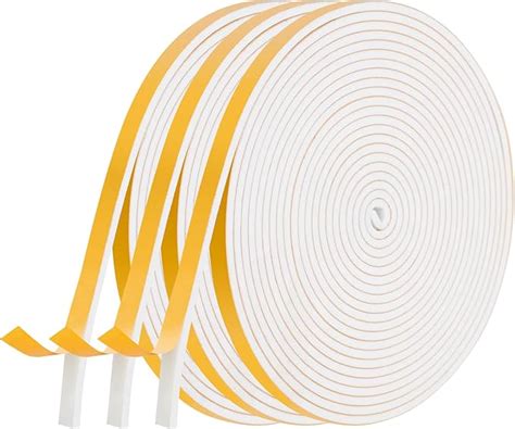 Aiqinu Guarnizione Finestra Autoadesiva3 Rotoli 6x3mm 15m Schiuma Nastro Paraspifferi Porta