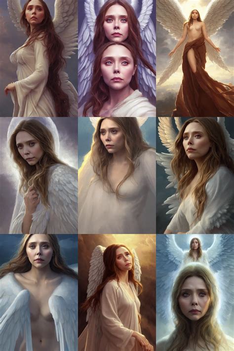 Elizabeth Olsen As A Heavenly Angel Anatomy Highly Stable Diffusion