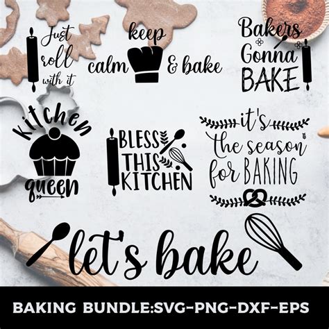 Baking Kitchen Bundle For Cricut 7 Cut Files Svg Png Dxf Eps