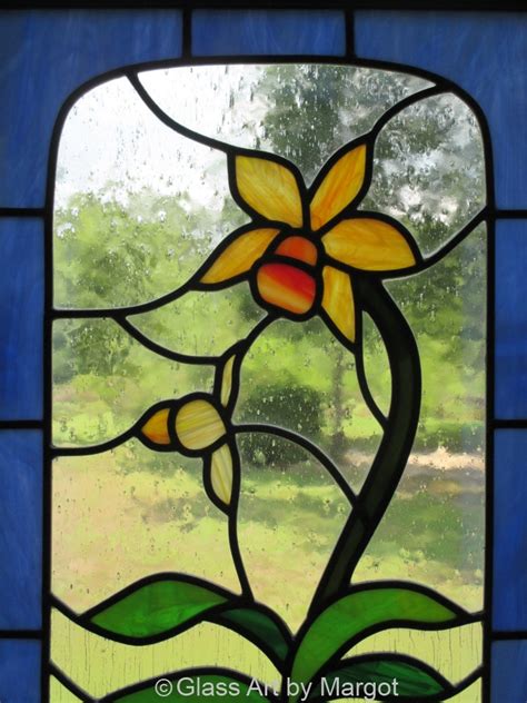 Stained Glass Artwork Framed Leaded Stained Glass Flower Panel Yellow Cattleya Orchid Glass