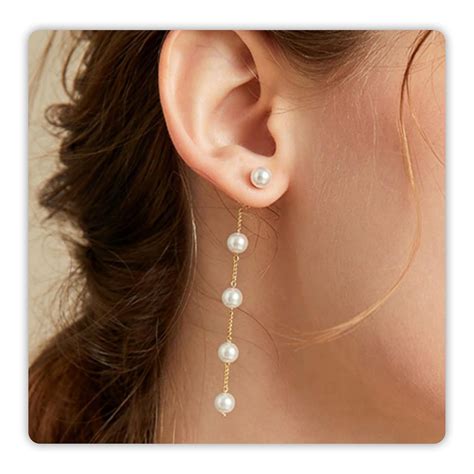 Trinckle Pearl Earrings For Women 14k Gold Pearl Drop Earrings Boho Summer Earrings