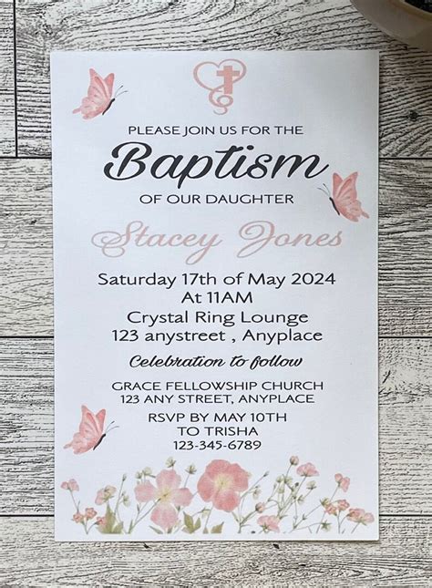 Editable Baptism Invitation For Girl Invitationgirl Baptism Invitationpink Christening Invite