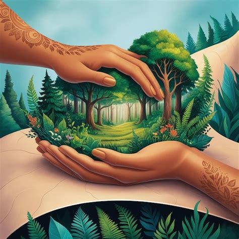 Dia da Terra ou proteção do meio ambiente As mãos protegem as florestas ...