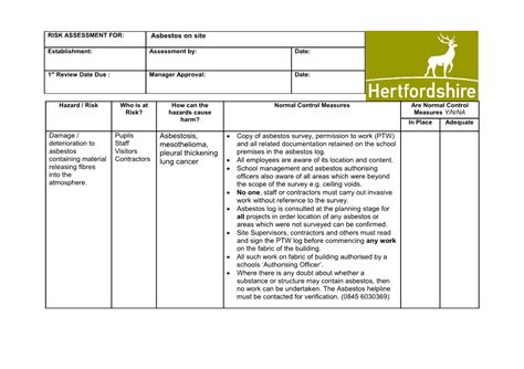 Asbestos On Site Risk Assessment Docslib