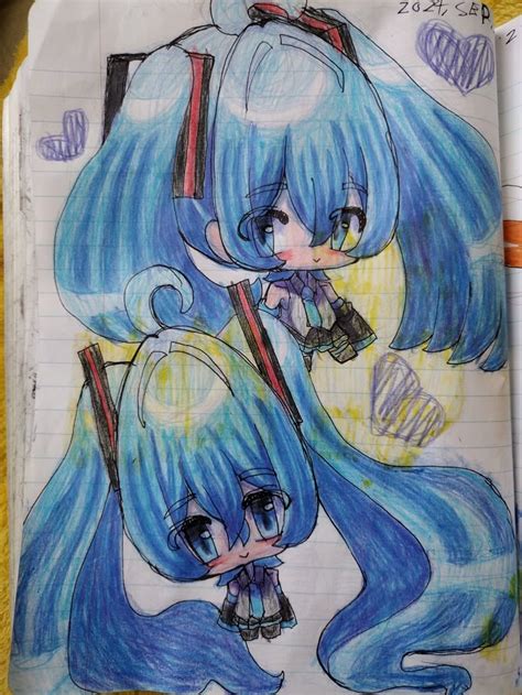 Miku Chibi Doodle 33 Chibi Hatsune Miku Color Pencil Art