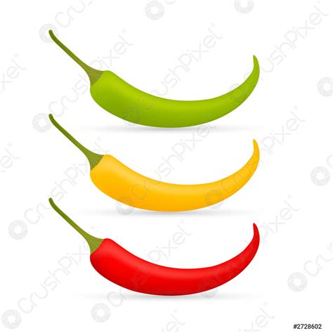 Hot Chilli Pepper Vector Set Isolated On White Background Red Stock Vector Crushpixel