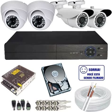 Kit Monitoramento 4 Câmeras Dvr Multi Hd 4 Canais Hd 250gb