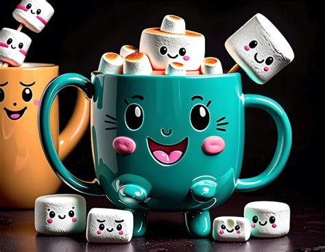 Premium Photo Kawaii Hot Chocolate Adorable Cartoon In Ultradetail
