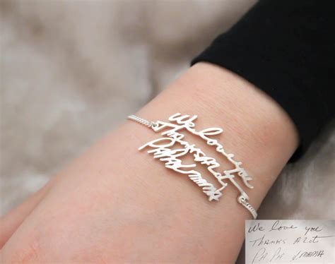 Handwriting Jewelry Handwriting Bracelet Signature Etsy