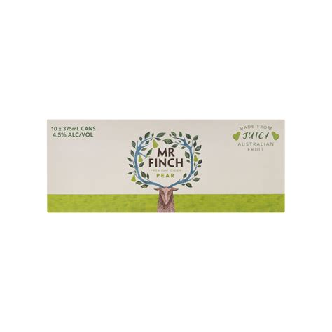 Buy Mr Finch Pear Cider Can 375ml 10 Pack Coles