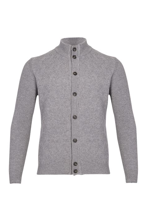 Кардиган мужской CORNELIANI, цвет Серый, состав 90% шерсть 10% кашемир ...