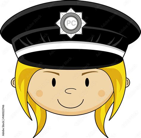 Cute Cartoon Police Woman Stock Vector Adobe Stock