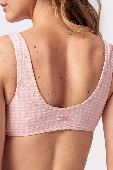 Textured V Neck Bikini Top Pink I V Neck Design I Stronger