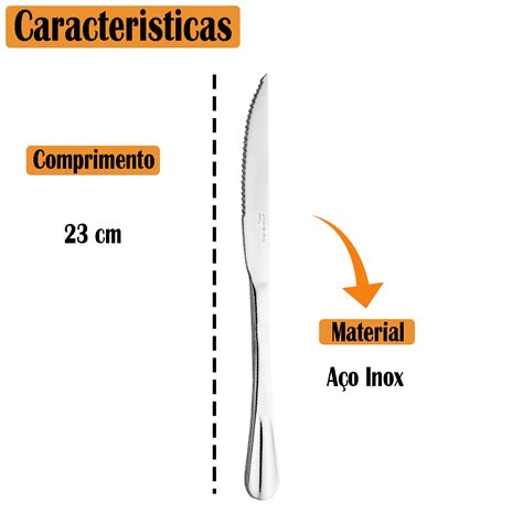 Jogo de 6 Facas de Aço Inox Restaurante Buffet Restaurante Carnes