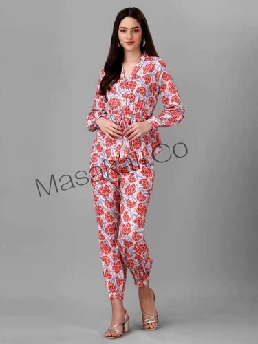 Women Red Floral Co Ords Set At Rs 600 Set Women Co Ord Set In Surat