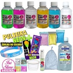 Kit Para Fazer Slime Colas Transparentes Coloridas Pulseira Neon