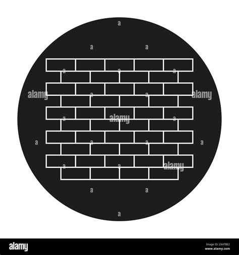 Brick Wall Icon White Bricks Outline Circular Black Background
