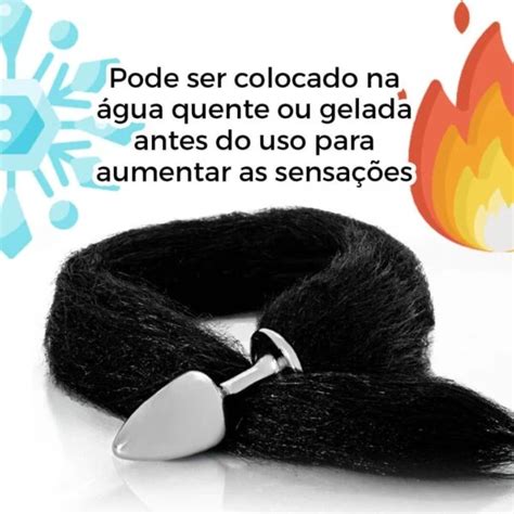 Plug Anal Rabo Preto Feito Em Metal