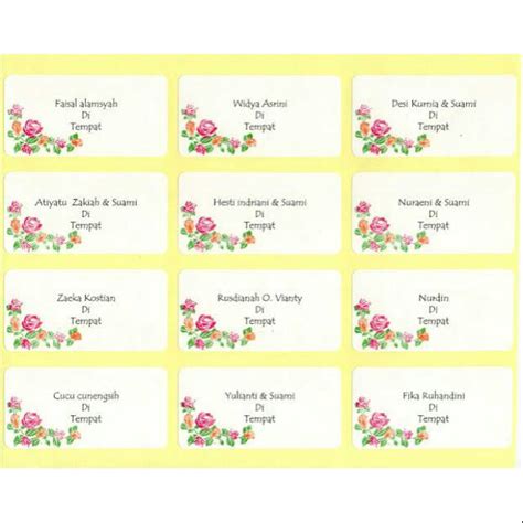 Print Cetak Stiker Label Nama Undangan Biasa Dan Motif Warna Harga