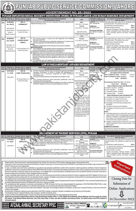 Punjab Public Service Commission Ppsc Jobs November