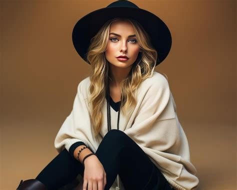 Premium AI Image Stylish European Brunette Woman Posing