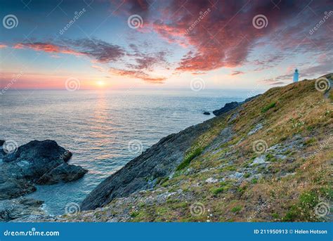 Sunset Over the Lighthouse at Trevose Head Stock Image - Image of coastal, scenery: 211950913