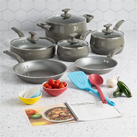 Tasty Ceramic Titanium Reinforced Non Stick Cookware Set Multicolor