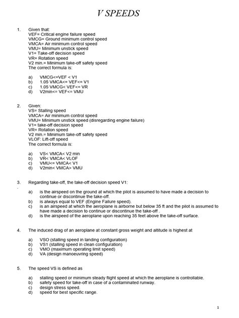 V Speeds | PDF | Takeoff | Aviation