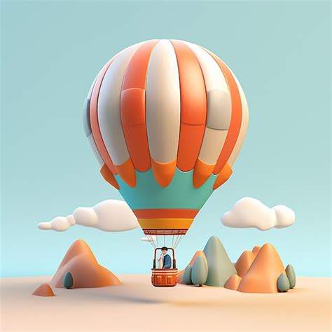 Premium AI Image Cartoon Hot Air Balloon 3D