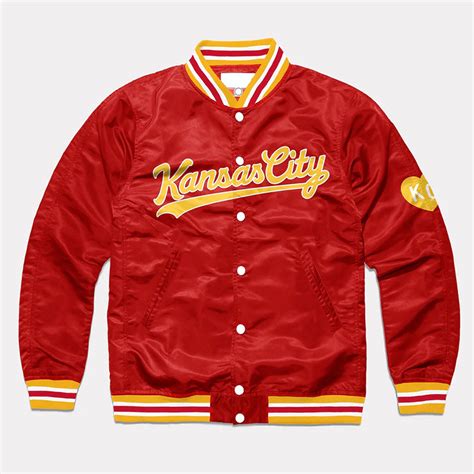 Satin Red Hometown Script Kansas City Jacket