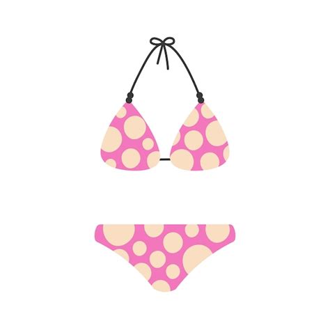 Ilustración vectorial de trajes de baño de bikini rosa para mujeres Vector Premium