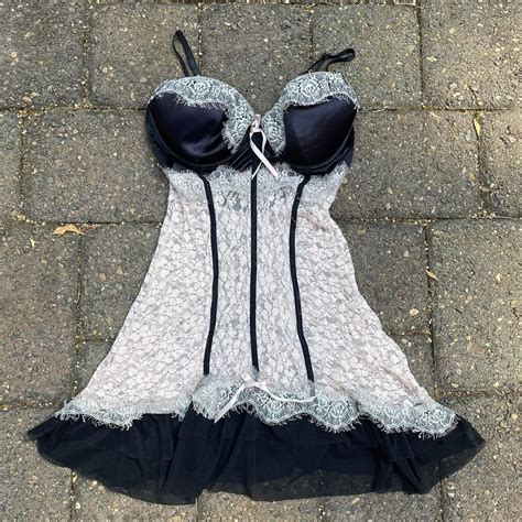 S Sexy Black Baby Pink Lace Lingerie Babydoll Depop