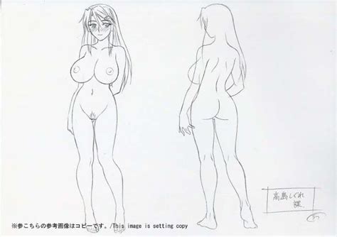 Takashima Shigure Hhh Triple Ecchi Official Art Tagme 1girl Monochrome Nude Reference