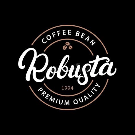 Mano Del Caf Robusta Escrita Poniendo Letras Al Logotipo Etiqueta