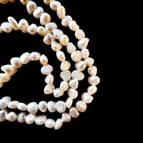 32 Long Pearl Necklace. Long White Pearl Necklace. Vintage Pearl ...