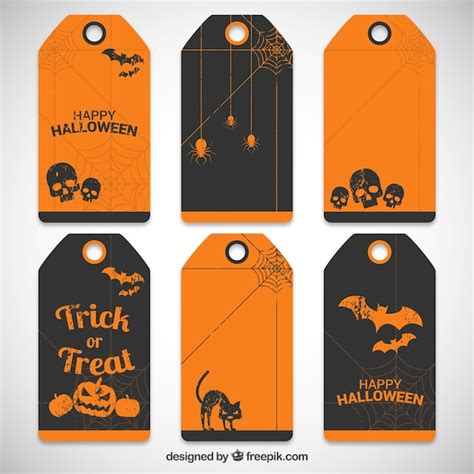 Colecci N De Etiquetas De Halloween Vector Premium