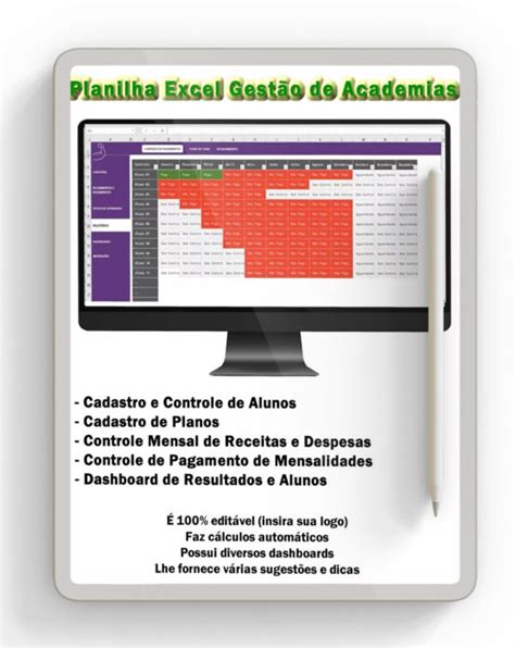 Planilha Excel Gestão de Academias Planilhas Excel Direitos de