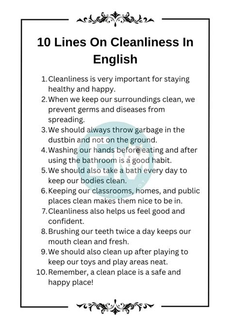 Lines On Cleanliness In English