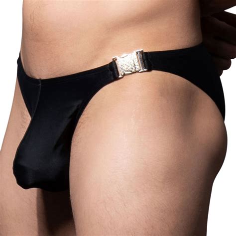 Andrew Christian Unleashed Bling Buckle Bikini Swim Briefs Black