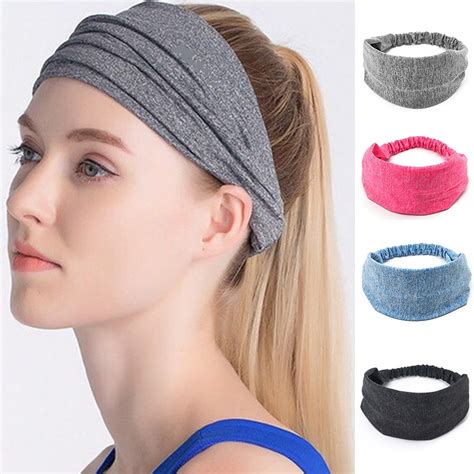 Faitolagi Solid Color Cotton Elastic Sports Headband Women Yoga